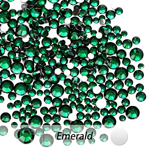 10400PCS Emerald Resin Flat Back Rhinestones, Round Non-Hotfix Jelly Nail Gems Rhinestone with Tweezer and Picker Pencil for Crafts Tumblers Nail Art & DIY Decoration