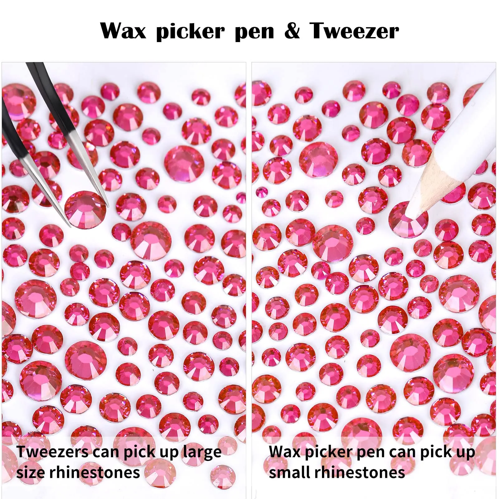 10400PCS Rose Resin Flat Back Rhinestones, Round Non-Hotfix Jelly AB Nail Gems Rhinestone with Tweezer and Picker Pencil for Crafts Tumblers Nail Art & DIY Decoration