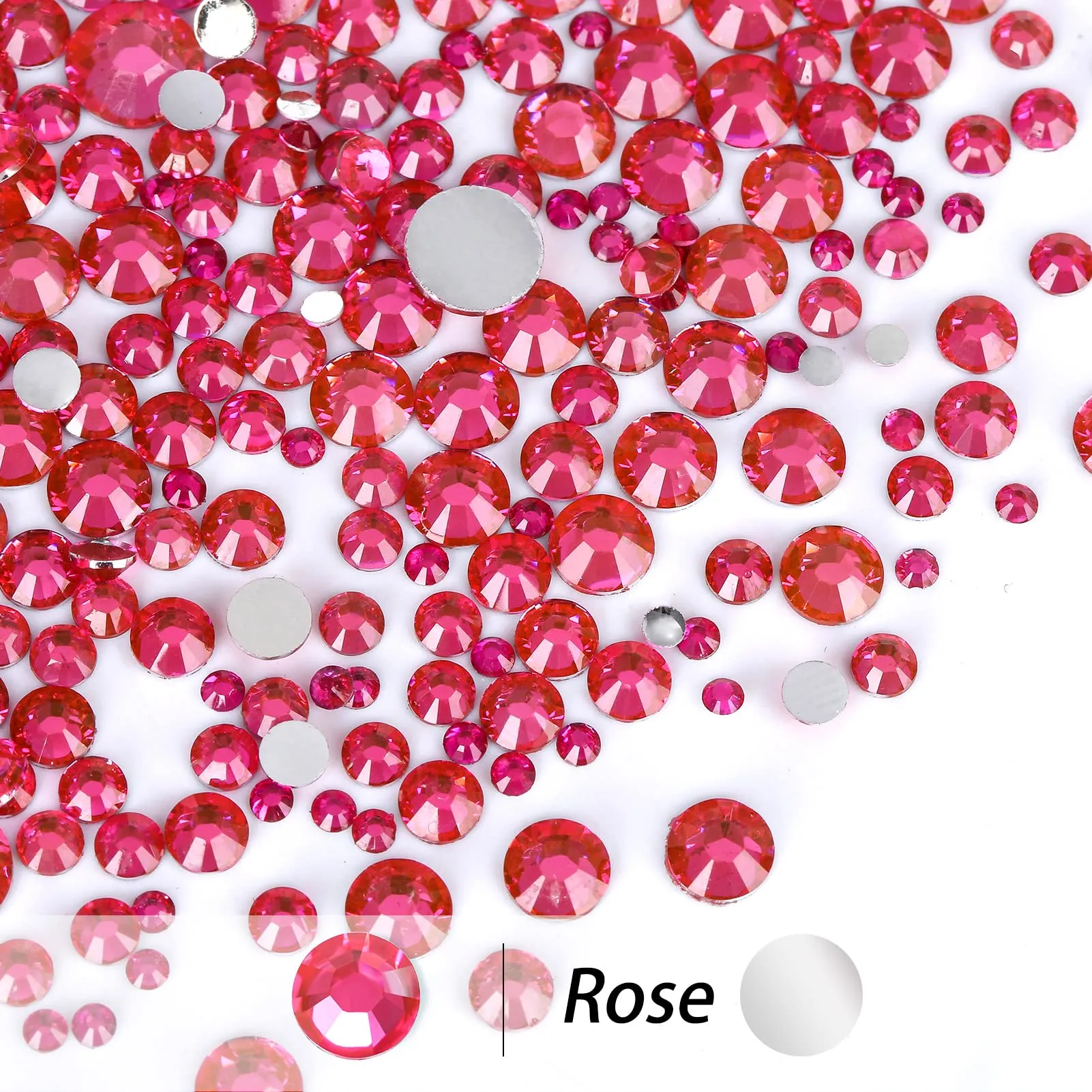 10400PCS Rose Resin Flat Back Rhinestones, Round Non-Hotfix Jelly AB Nail Gems Rhinestone with Tweezer and Picker Pencil for Crafts Tumblers Nail Art & DIY Decoration