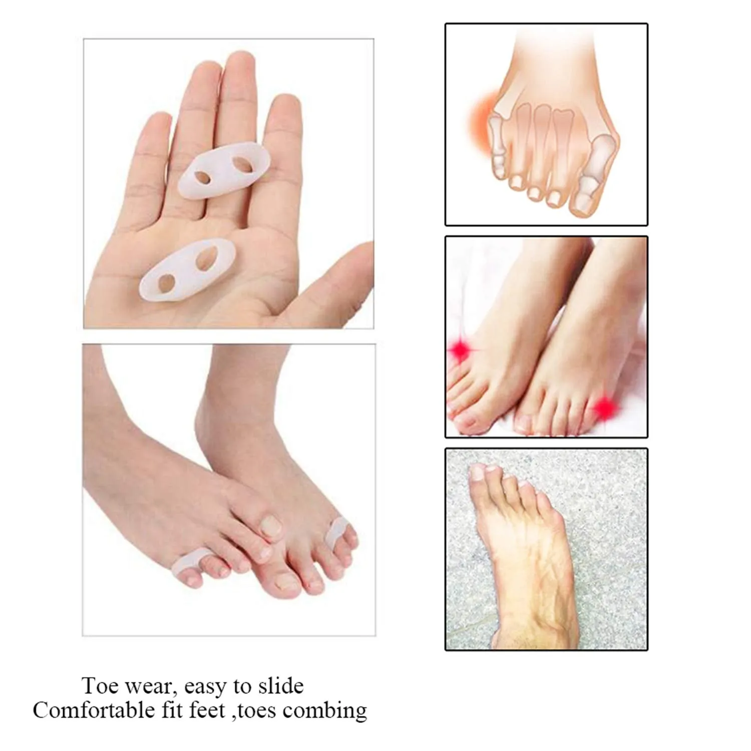 10pcs Gel Little Toe Buddy,Toe Corrector Toe Straightener,Tailor's Bunion Pads - Soft Gel Bunionette Pad Protector Tailors Bunion Pain Relief
