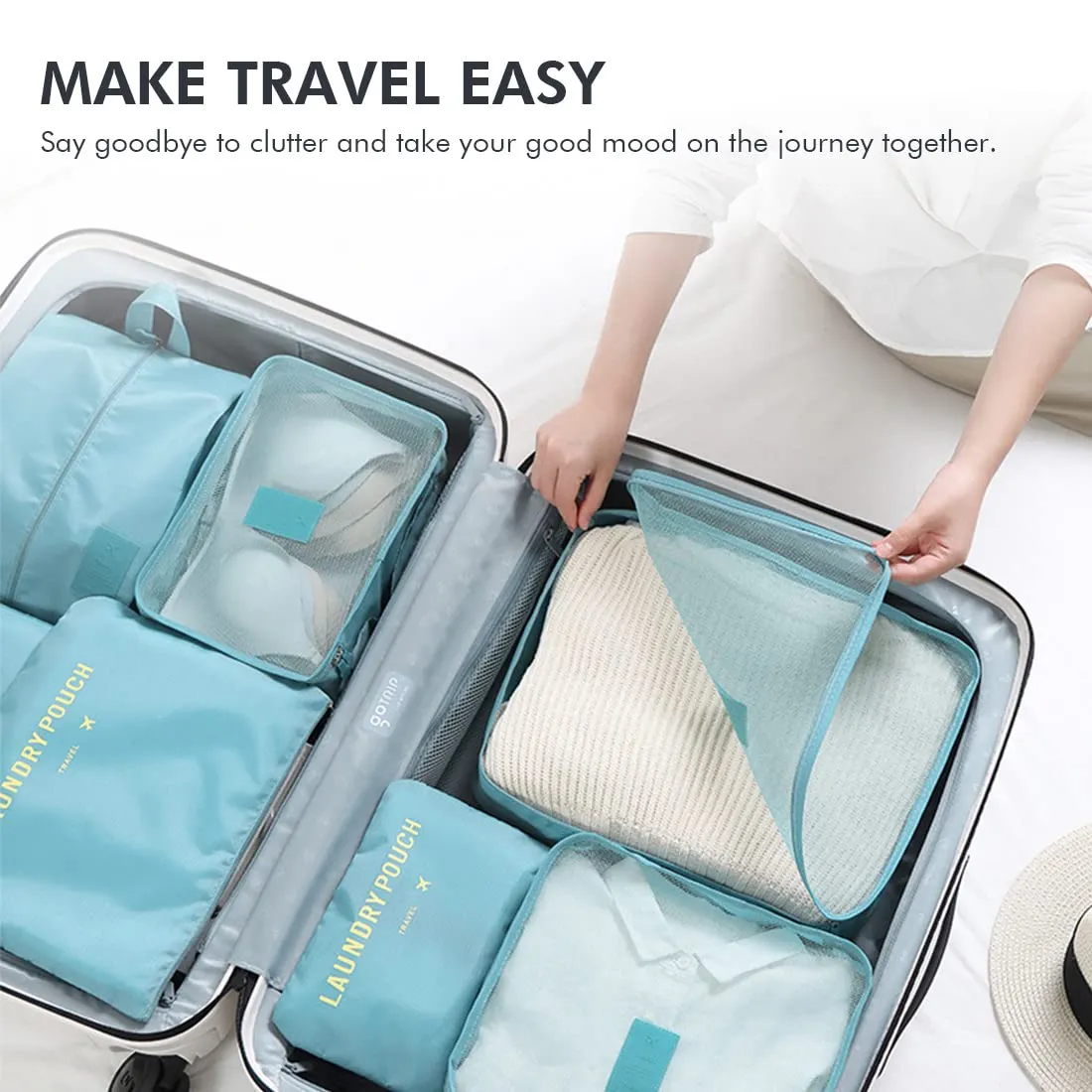 9 Piece Travel Storage Bag Luggage Underwear Shoes Pocket Travel Organizer Bag Clothes Storage Bag Set (Black), S Black