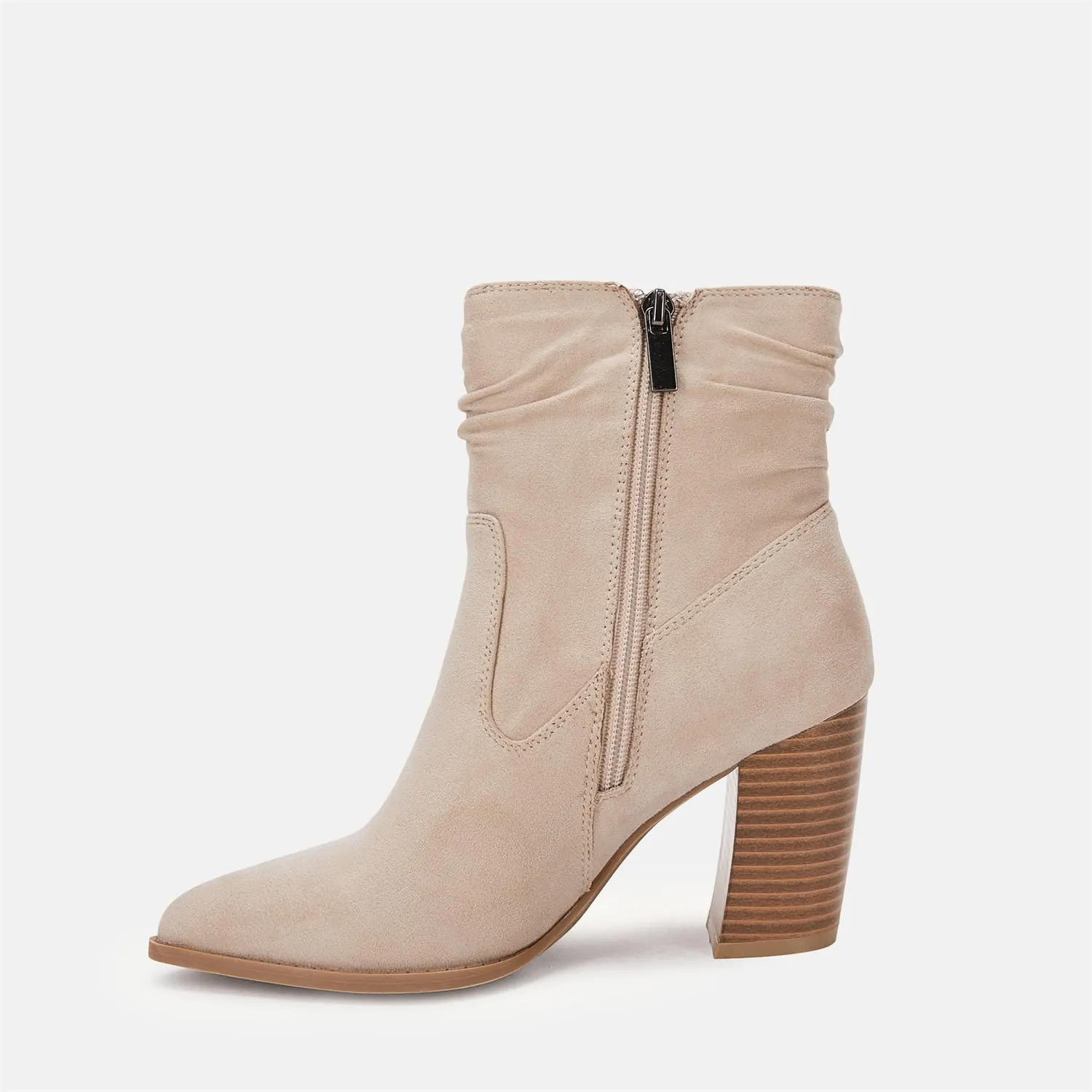 Beige Slouchy Suede Ankle Boots