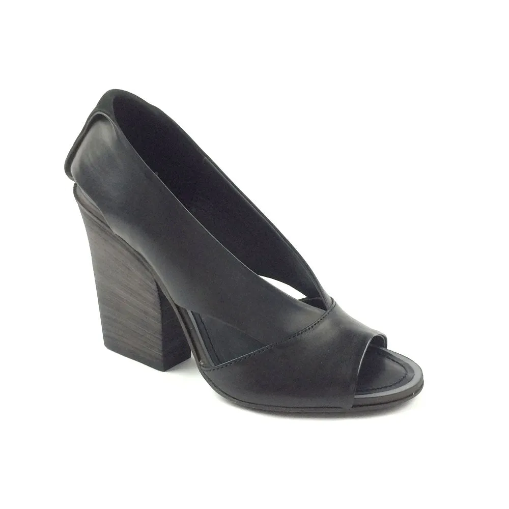 Black Wide Heel Open Toe