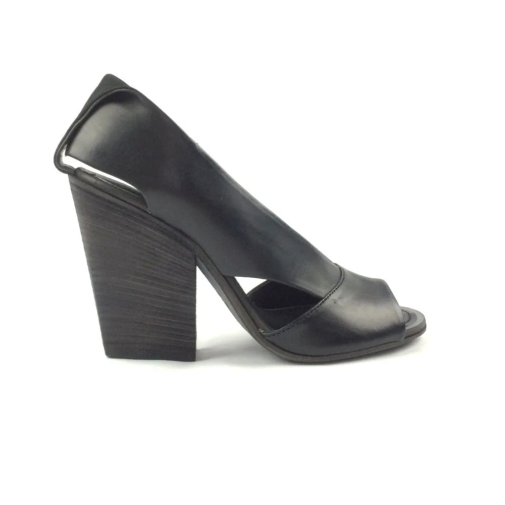 Black Wide Heel Open Toe