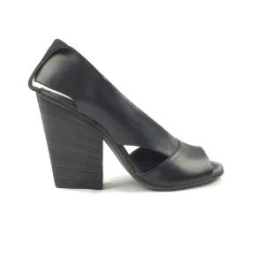 Black Wide Heel Open Toe