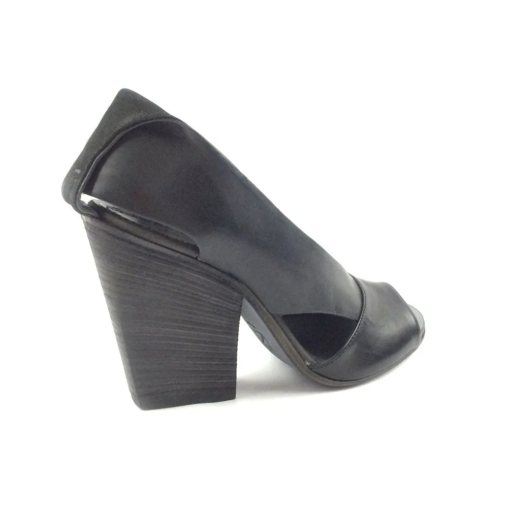 Black Wide Heel Open Toe