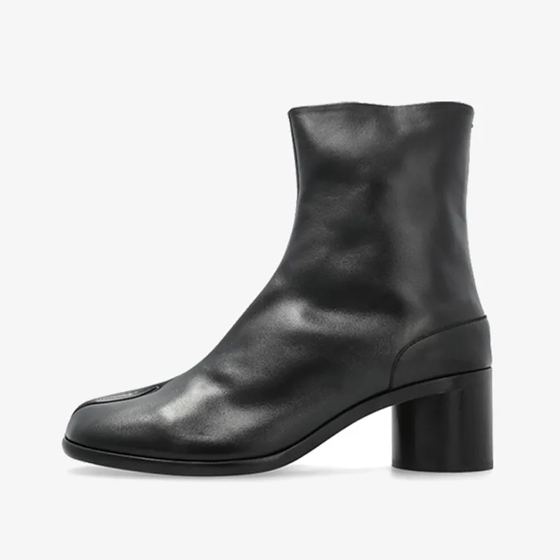 Calf Leather Split-Toe Ankle Boots