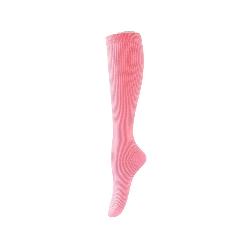 Candy Color Vertical Stripe Athletic Compression Socks(7 Pairs)