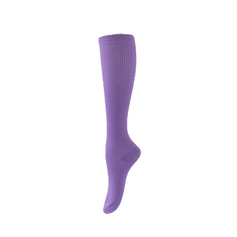 Candy Color Vertical Stripe Athletic Compression Socks(7 Pairs)