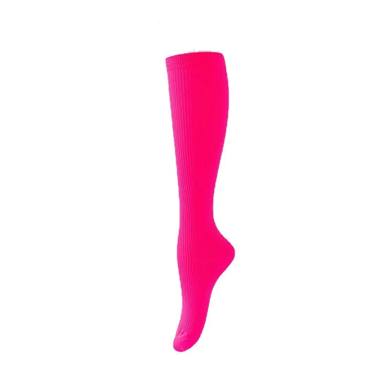 Candy Color Vertical Stripe Athletic Compression Socks(7 Pairs)