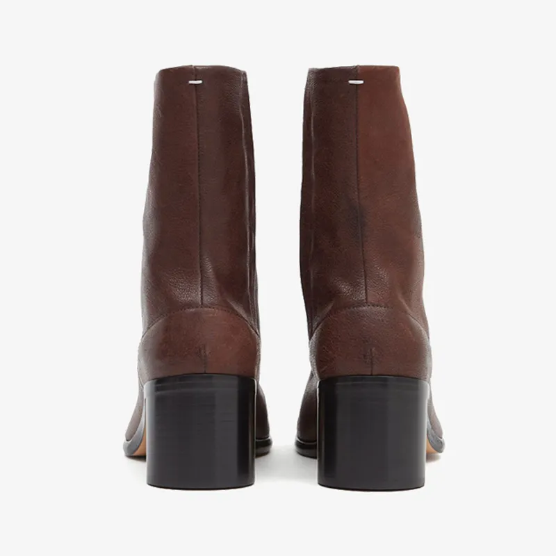 Chocolate Split-Toe Ankle Boots