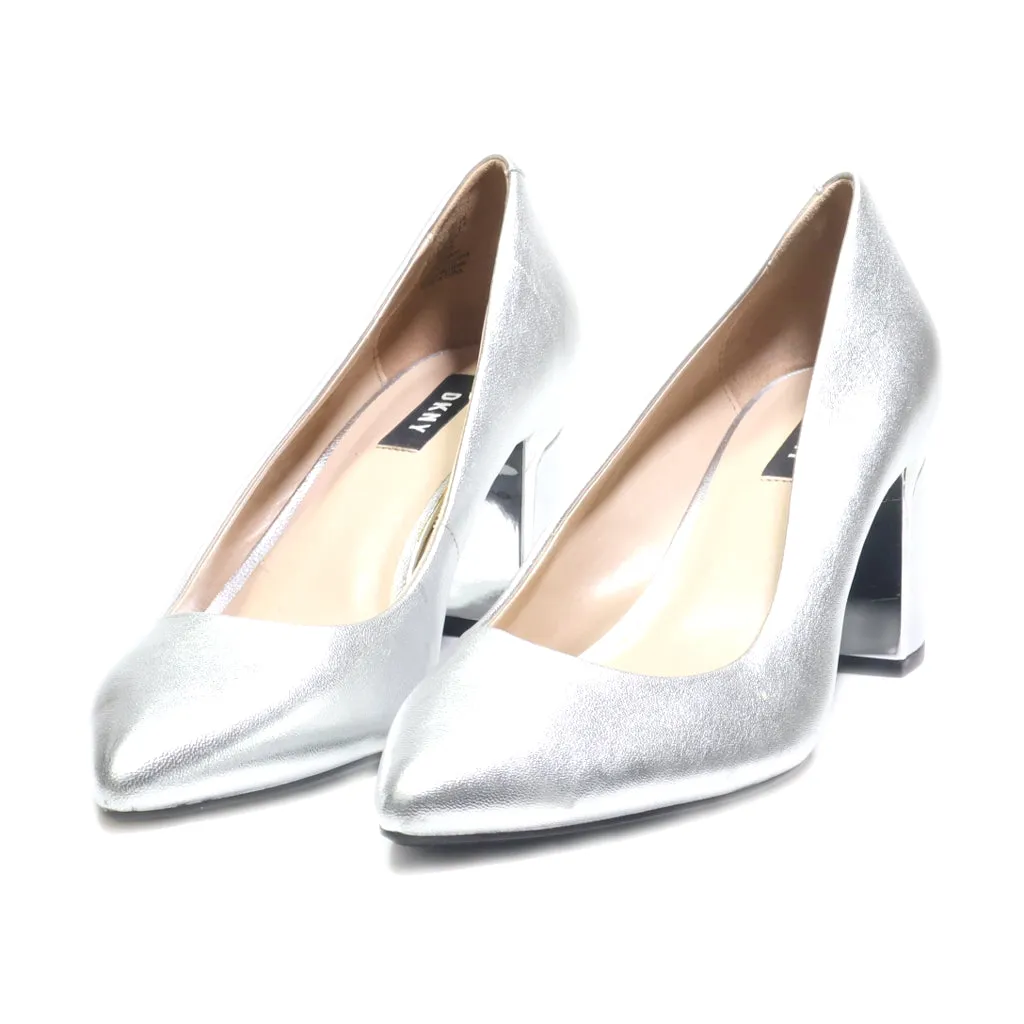 Dkny High-Heel Shoes Leather Silver Colour For Women