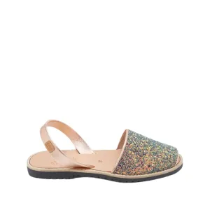 Elegant Open Toe Menorcan Sandal In Glittering Leather For Women - Madona 1056R  2 Strech