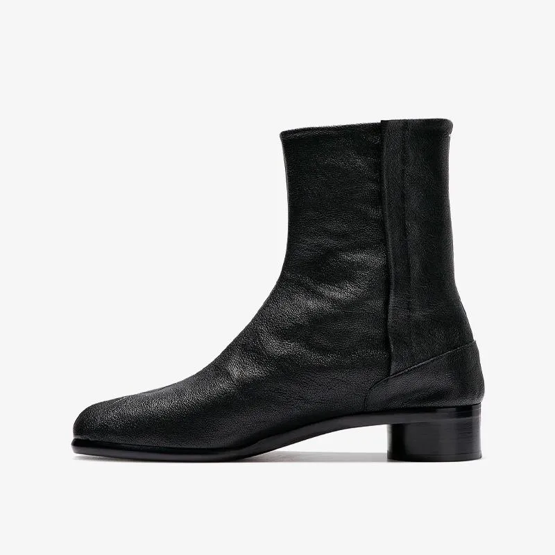 Grained Leather Boots 30 mm Heel Unisex