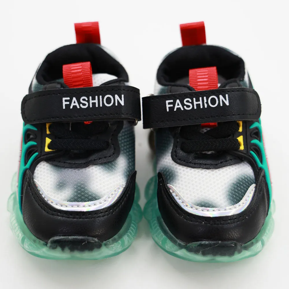 Green Velcro Closure Sneakers With LED Light-Up