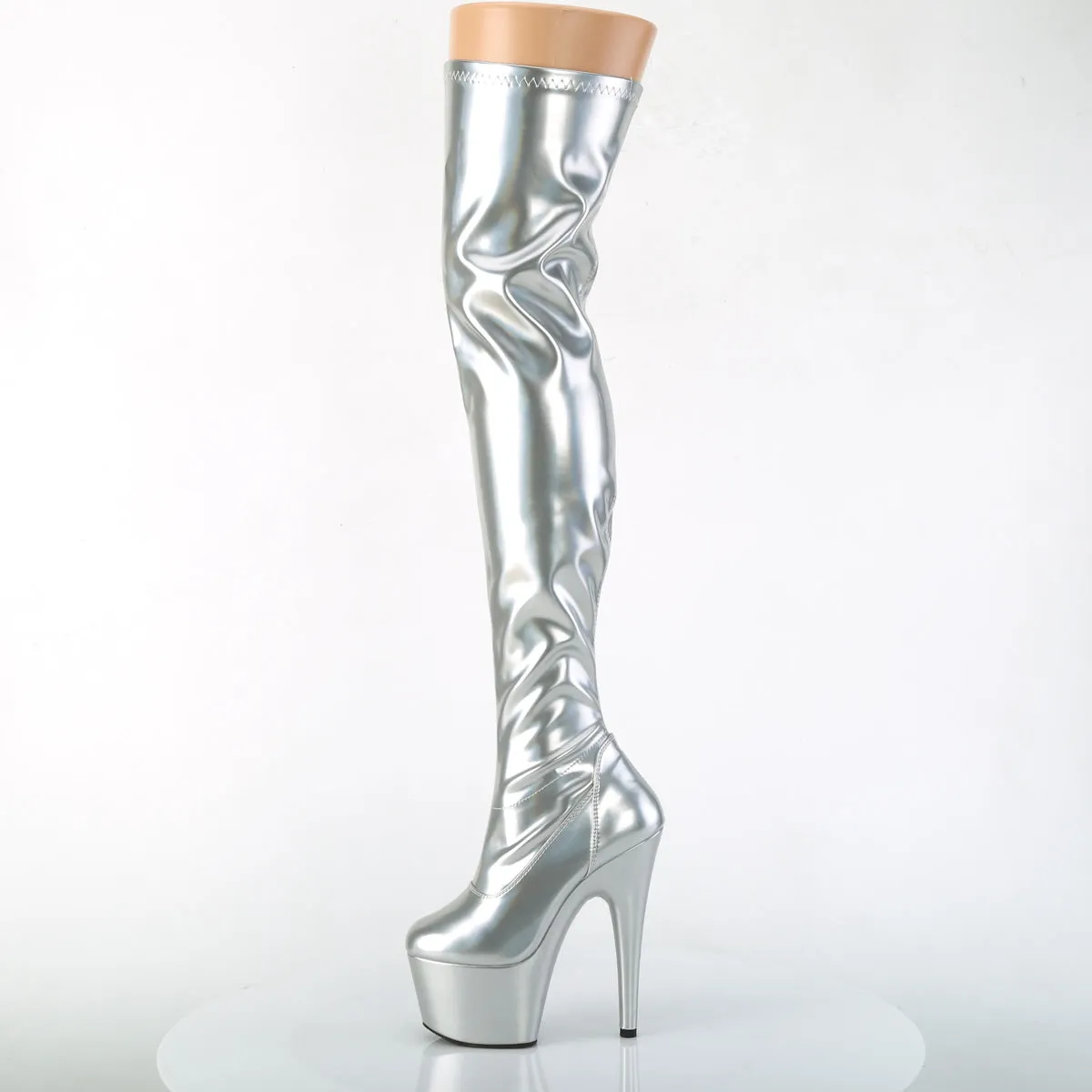 Holographic Thigh High Boots
