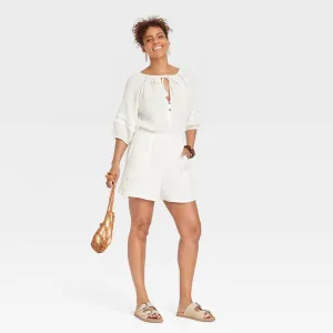 Knox Rose Women's Short Sleeve Gauze Romper