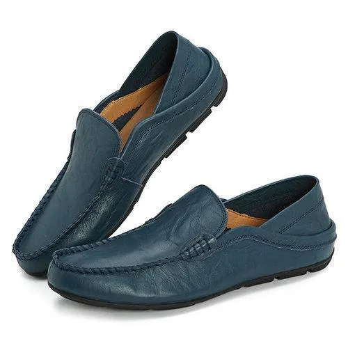 Large Size Men Leather Pure Color Slip On Casual Business Sh