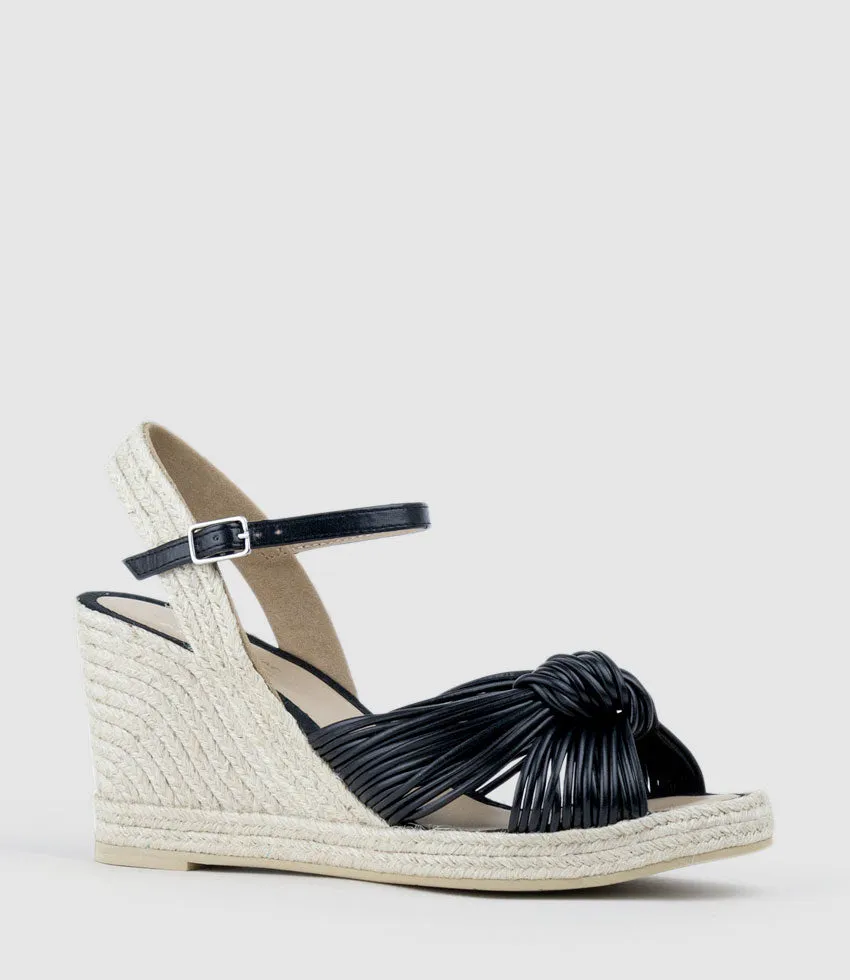 MALANI Strappy Knot Espadrille in Black