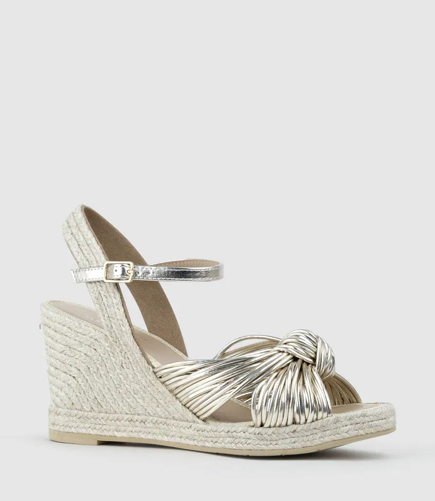 MALANI Strappy Knot Espadrille in Platino