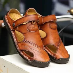 Men Hand Stitching Closed Toe Leather Sandals Men Hand Stitching Closed Toe Leather Sandals