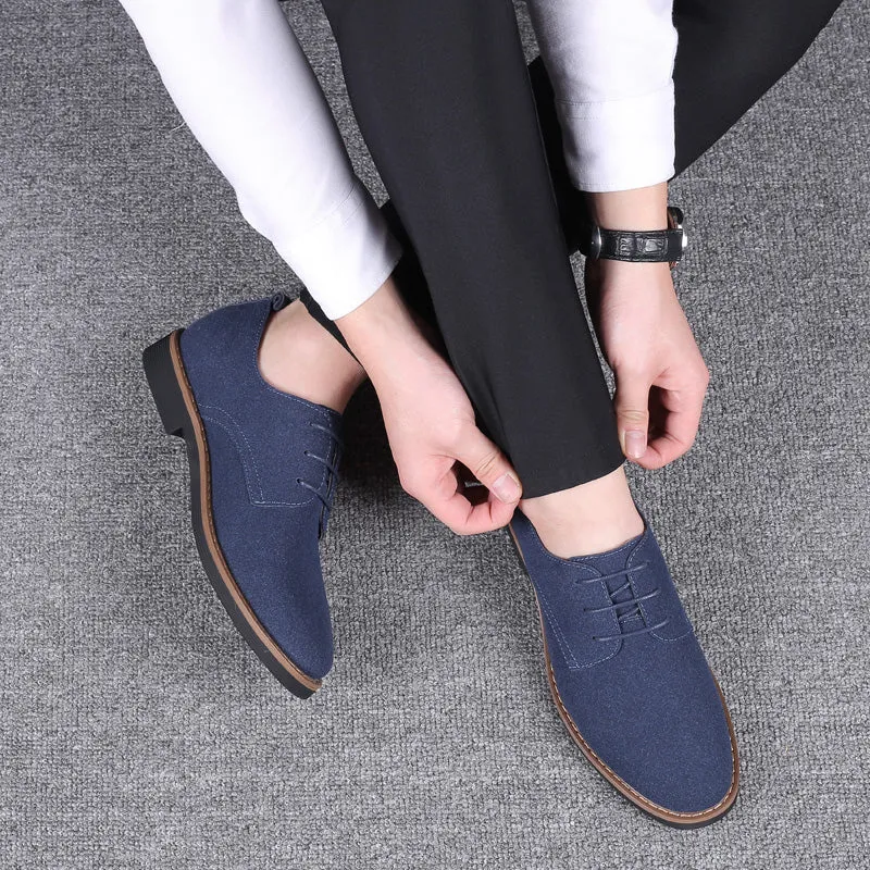 Men's Suede Leather Oxfords Shoes | Plus Size Casual Shoes