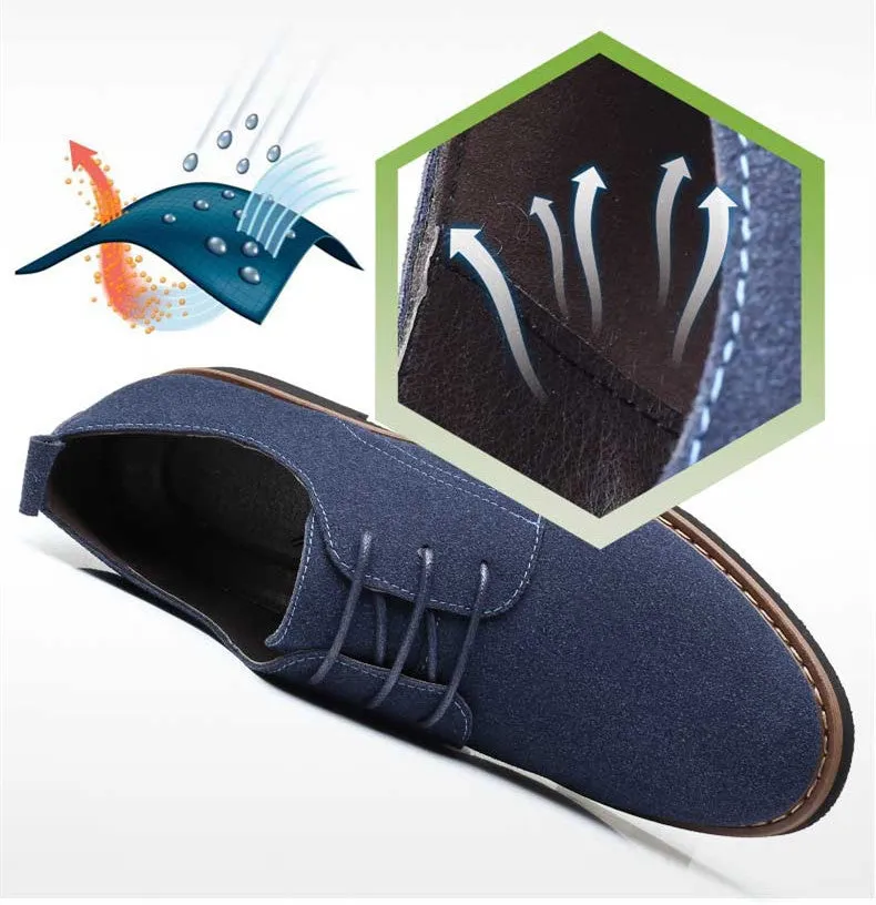 Men's Suede Leather Oxfords Shoes | Plus Size Casual Shoes