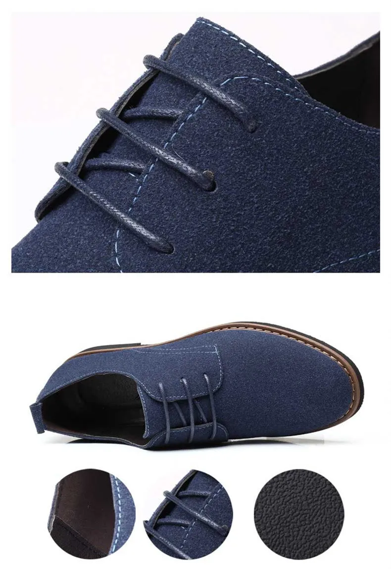Men's Suede Leather Oxfords Shoes | Plus Size Casual Shoes