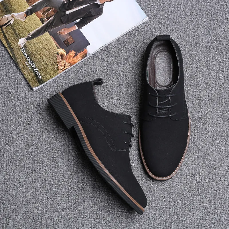 Men's Suede Leather Oxfords Shoes | Plus Size Casual Shoes