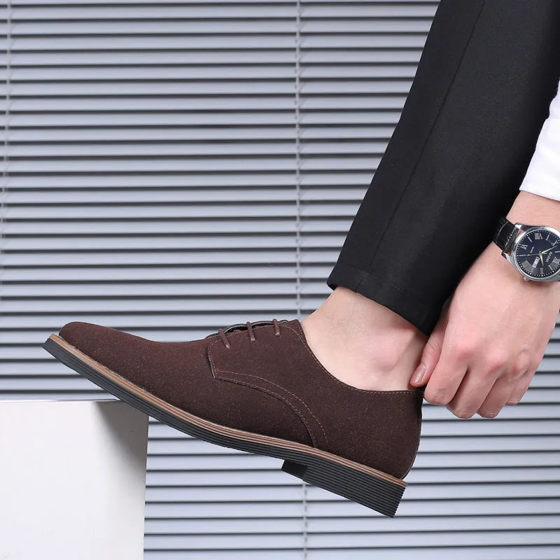 Men's Suede Leather Oxfords Shoes | Plus Size Casual Shoes