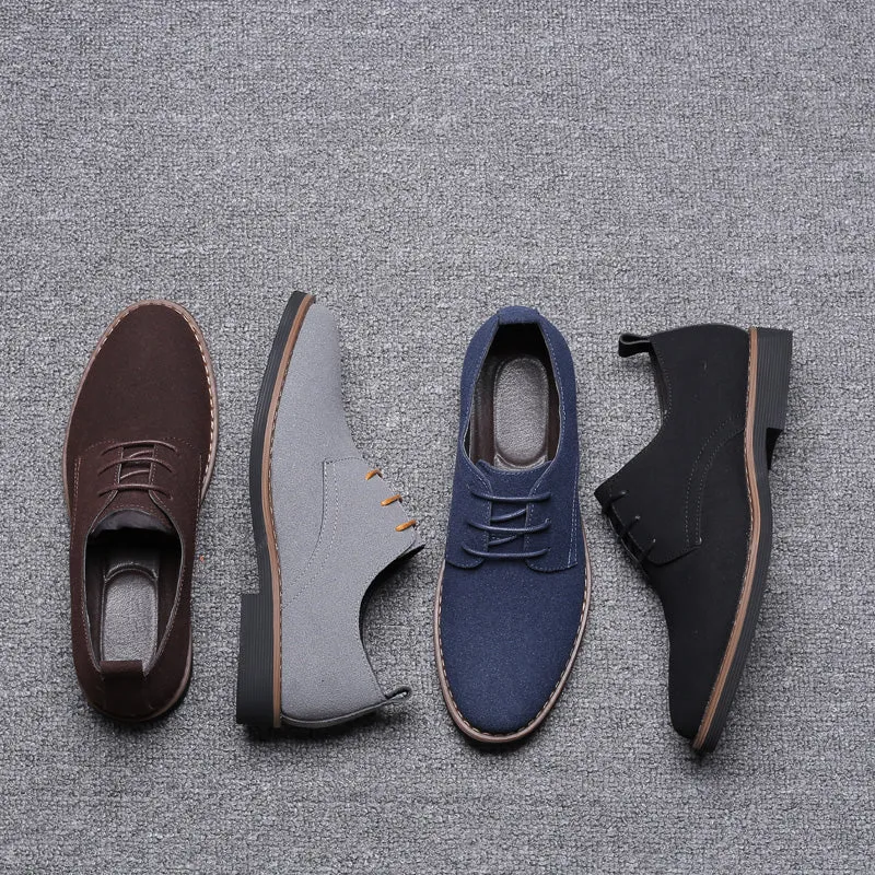 Men's Suede Leather Oxfords Shoes | Plus Size Casual Shoes
