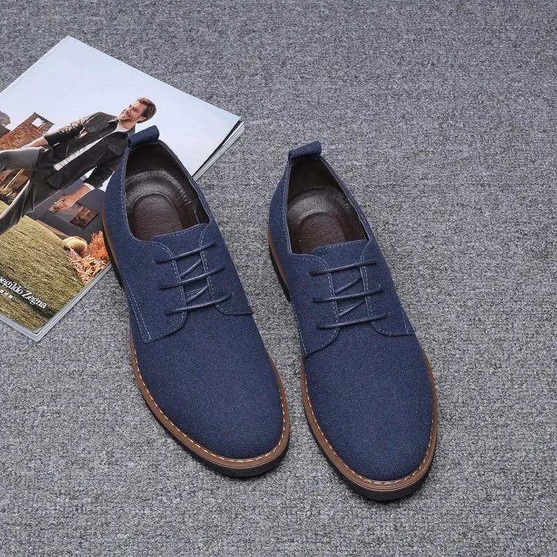 Men's Suede Leather Oxfords Shoes | Plus Size Casual Shoes