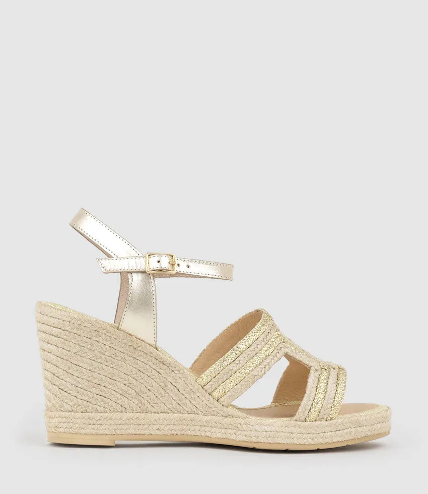 MOTIF Geometric Weave High Espadrille in Gold