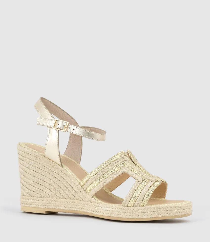 MOTIF Geometric Weave High Espadrille in Gold