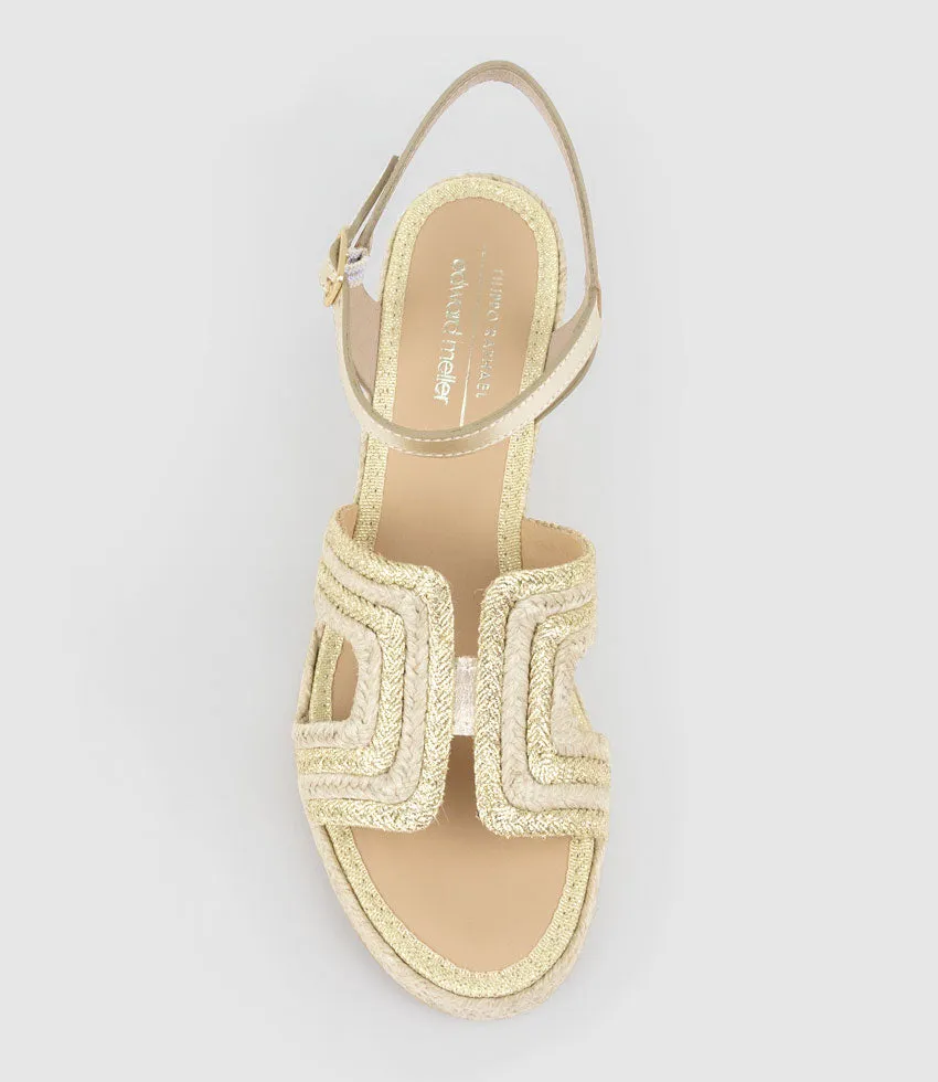 MOTIF Geometric Weave High Espadrille in Gold