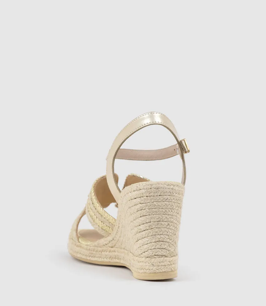 MOTIF Geometric Weave High Espadrille in Gold