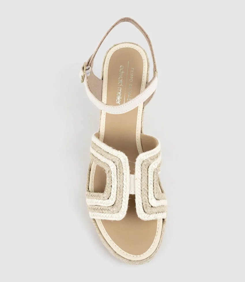 MOTIF Geometric Weave High Espadrille in White