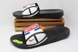 NBA LA Benassi Slippers Black and White