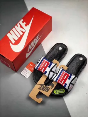 NBA LA Benassi Slippers Black and White