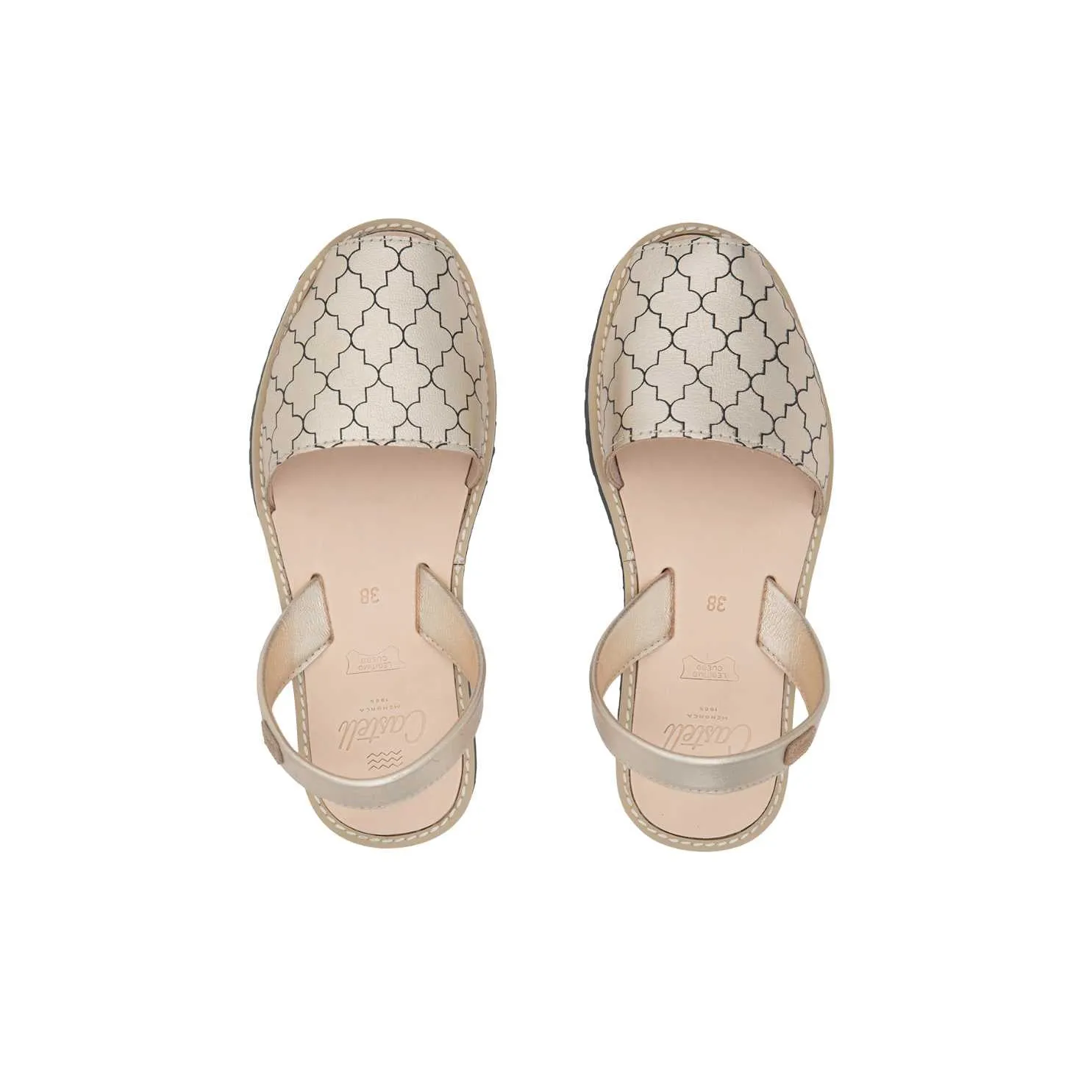 Open Toe Leather Menorcan Sandal With Sling Back - Madona 1056 Mosaico
