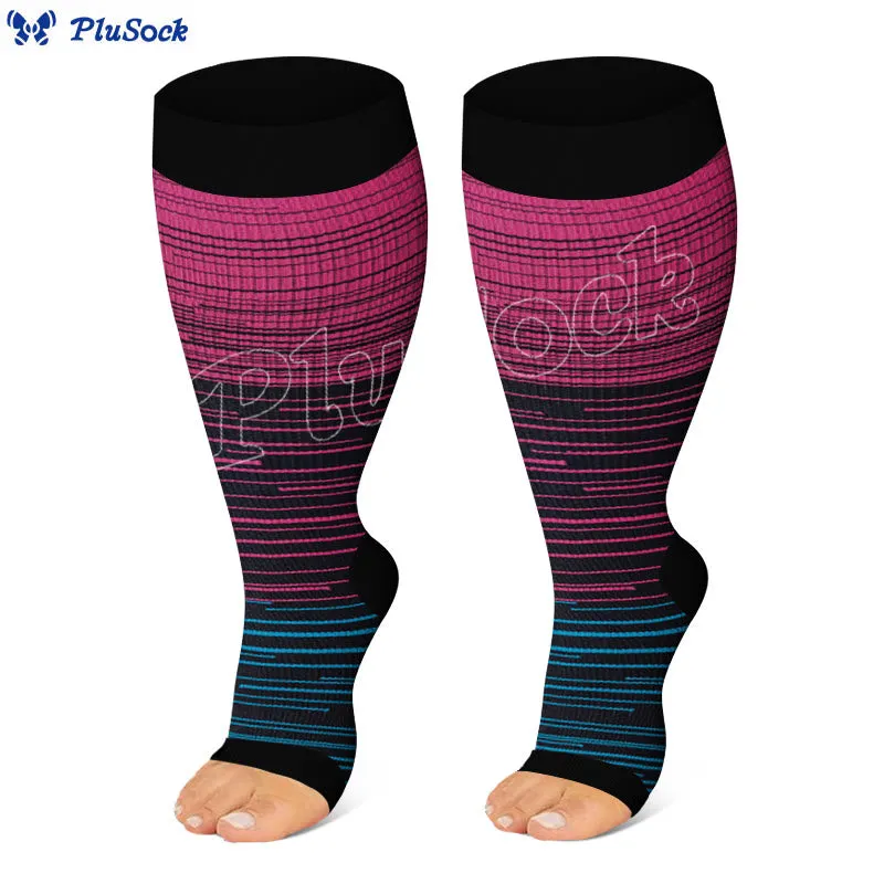 Plus Size Open Toe Compression Socks(3 Pairs)