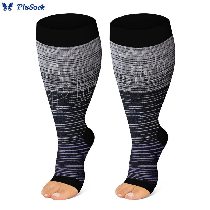 Plus Size Open Toe Compression Socks(3 Pairs)