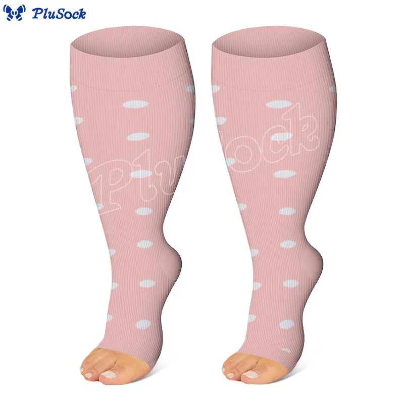 Plus Size Polka Dots Open Toe Compression Socks(3 Pairs)