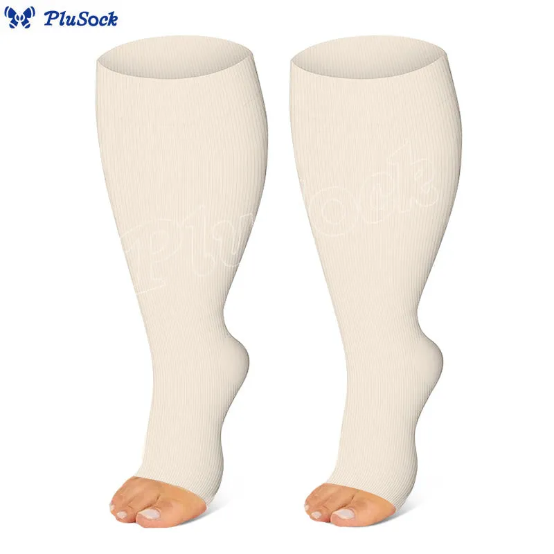 Plus Size Polka Dots Open Toe Compression Socks(3 Pairs)