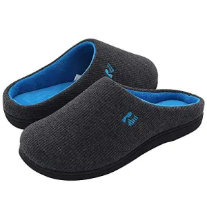 RockDove Men's Original Two-Tone Memory Foam Slipper, Size 10.5 US Men, Dark Gray/Blue