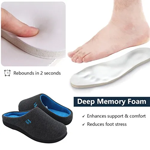 RockDove Men's Original Two-Tone Memory Foam Slipper, Size 10.5 US Men, Dark Gray/Blue