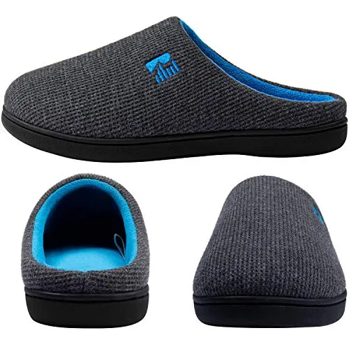 RockDove Men's Original Two-Tone Memory Foam Slipper, Size 10.5 US Men, Dark Gray/Blue