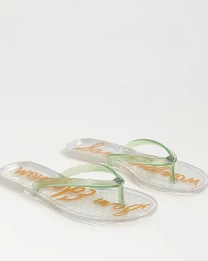 Sam Edelman Dean Jelly Flip Flops - Clear/Green