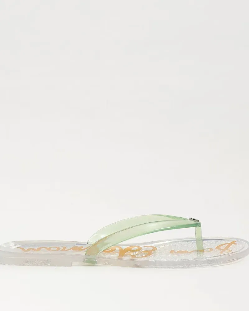Sam Edelman Dean Jelly Flip Flops - Clear/Green