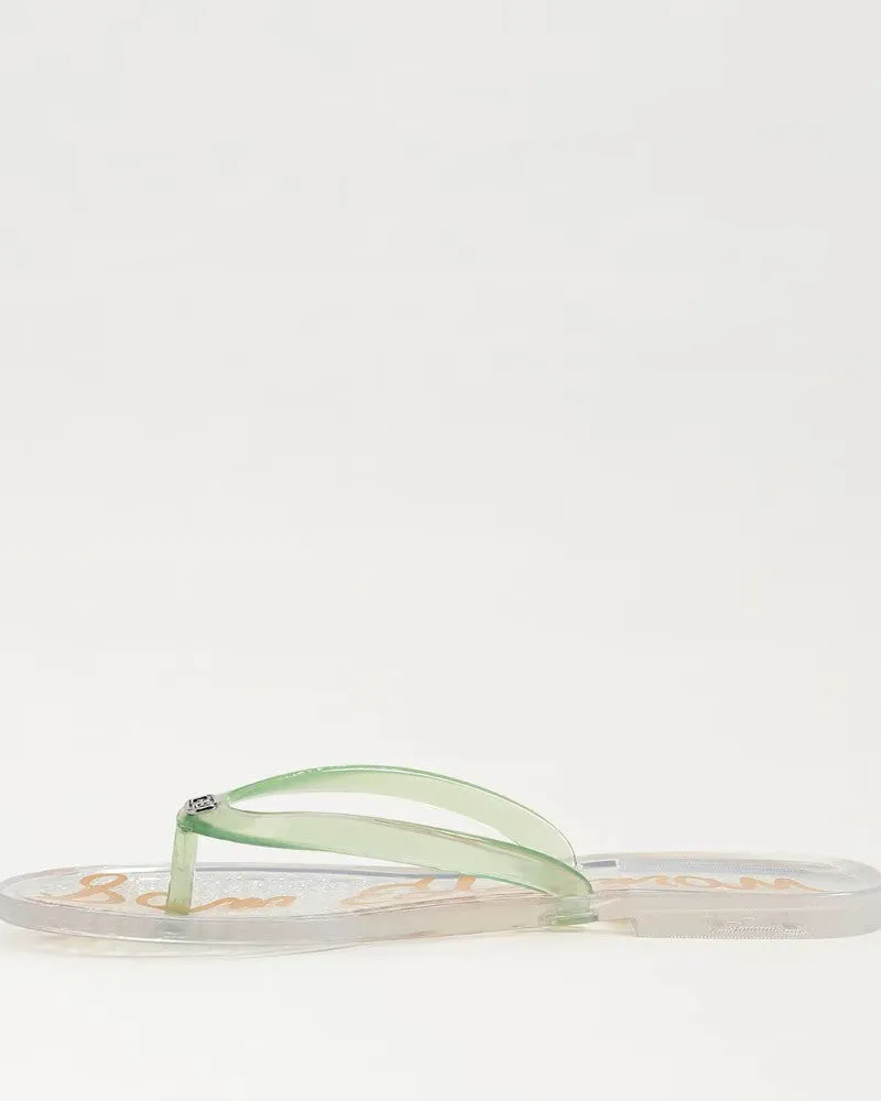 Sam Edelman Dean Jelly Flip Flops - Clear/Green
